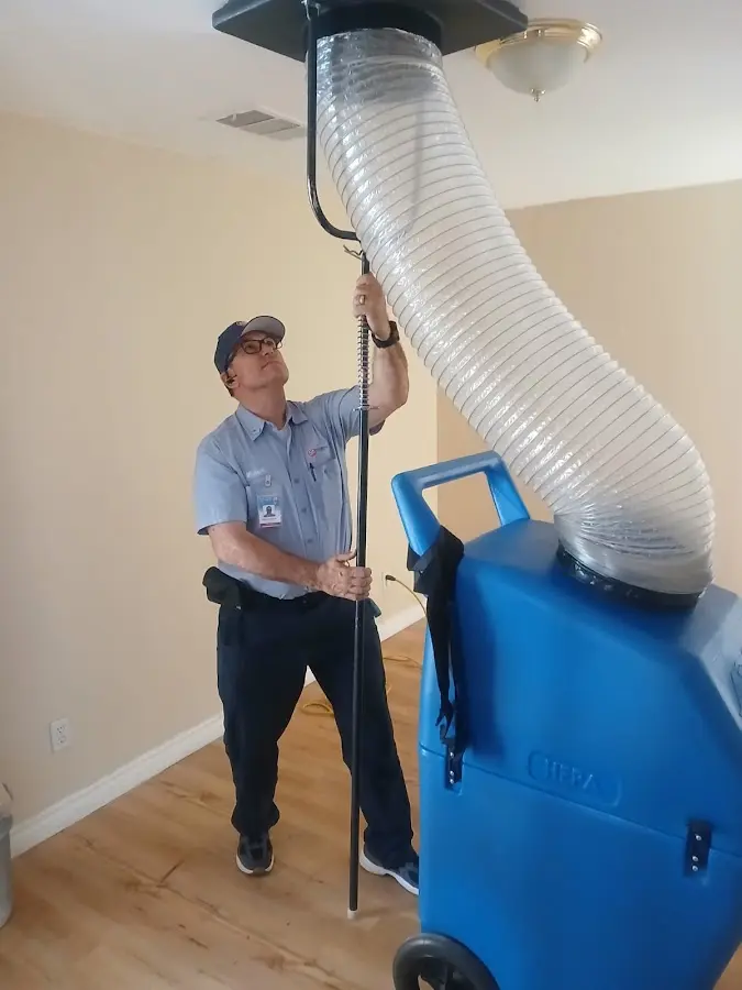 Mini Split Installation technician using HEPA equipment in Laguna Niguel